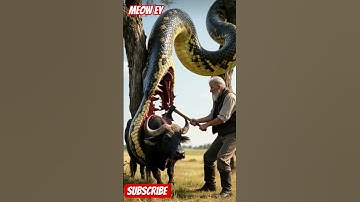 old man rescue cow from giant python #animals #funny #shorts