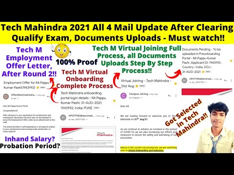 ?Tech Mahindra 2021 New All 4 Mail Update After Getting Qualify Exam, Documents Uploads - Must watch