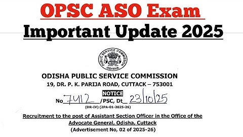 OPSC AG ASO Exam Important Update