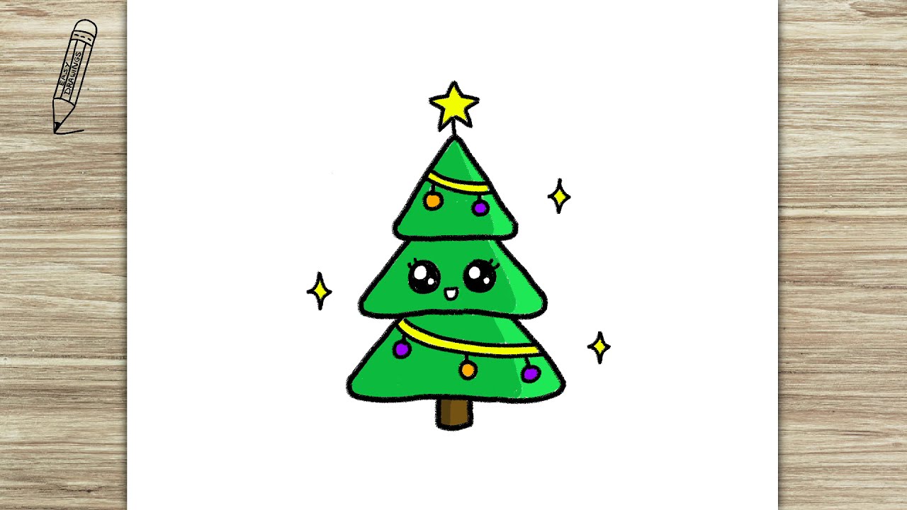 How to Draw Cute Christmas Tree, Easy Drawings - YouTube