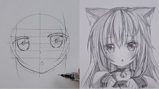 HOW TO DRAW A CUTE ANIME GIRL FACE (Part-1), by Alisha