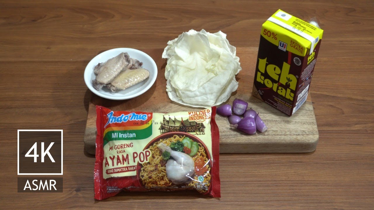4K ASMR・Cook Eat Drink・Indomie Mi Goreng Rasa Ayam Pop Khas Sumatera ...