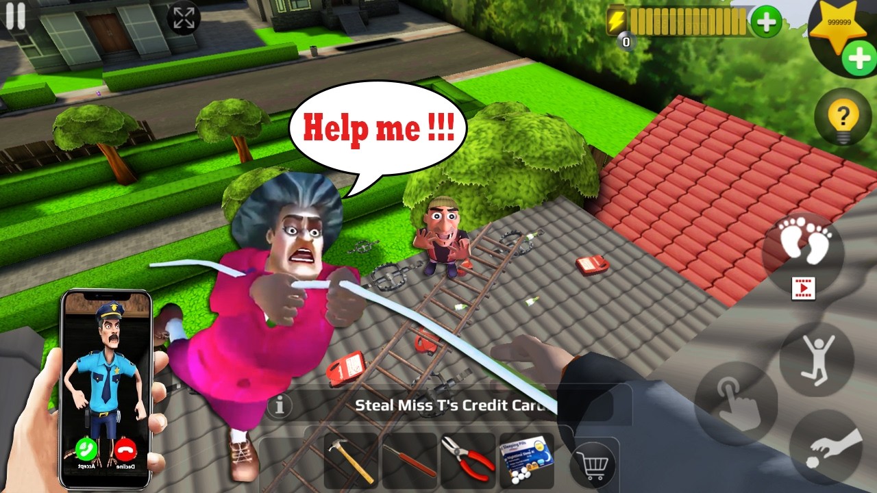 Scary Teacher 3D - New updater - troll Miss T fell face down so fun part 5572  #scaryteacher3d