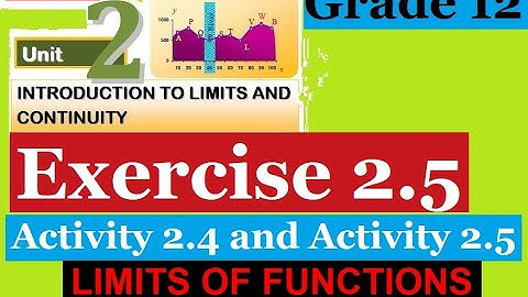 Mathematics Grade 12 Unit-2 Exercise 2.5 and Activity 2.4 & Activity 2.5: LIMITS OF FUNCTIONS