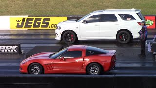 Hellcat Durango vs C6 Grand Sport, Redeye and Diesel BMW 335d 1/4 Mile