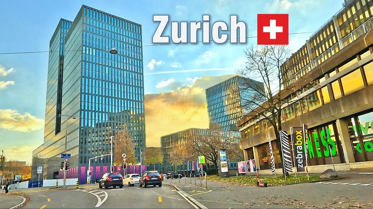 Zurich Switzerland 🇨🇭 Sunset City Drive | Schwamendingen, Oerlikon, Seebach [4K]