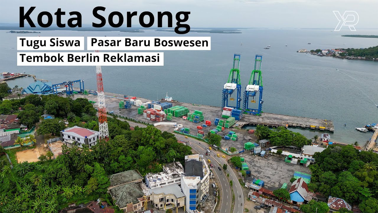 Drone View Tugu Siswa | Pasar Baru Boswesen | Reklamasi Tembok Berlin | Kota Sorong 2023