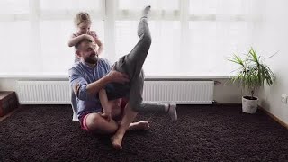Kids Play With Dad Stock Video