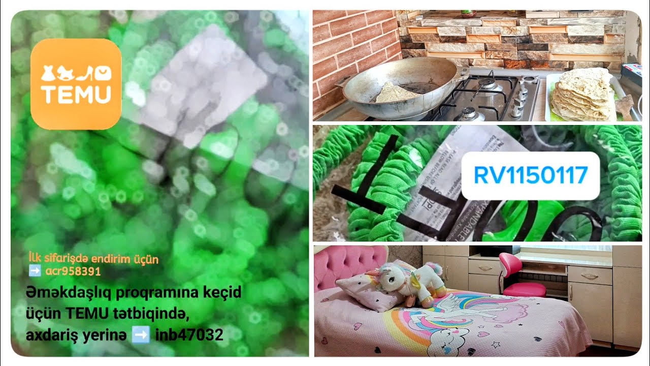 Nazlının otağının son durumu❤️TEMUdan yenidən yığılan açılan xortum aldım👌🏻Atamla anam qutab bişirir