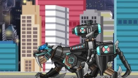 Мультик игра Роботы динозавры: Собирать Смилодона (Smilodon Black - Transform! Dino Robot)