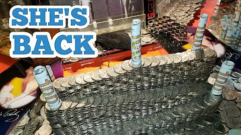 SHE'S BACK ... Playing The High Limit Coin Pusher Jackpot WON MONEY ASMR