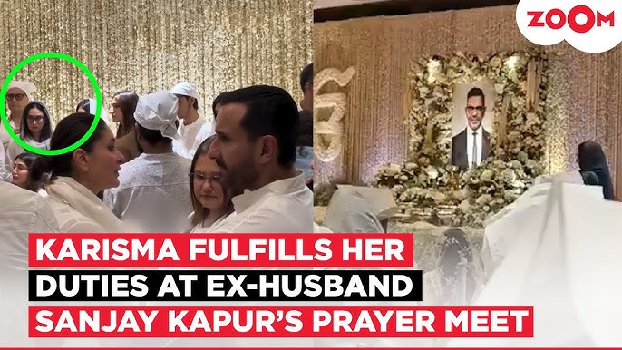 Karisma Kapoor fulfills her ex-wife duties as she attends Sanjay Kapur's  prayer meet with kids! - YouTube