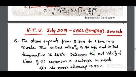 Numerical on steam nozzles. June /July 2019 -  17ME43 - Q.NO 10 b.