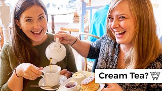 Americans try traditional CREAM TEA in Cotswolds England