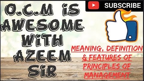 XII Commerce O.C.M. Video - 1 Chapter - 1) Principles Of Management