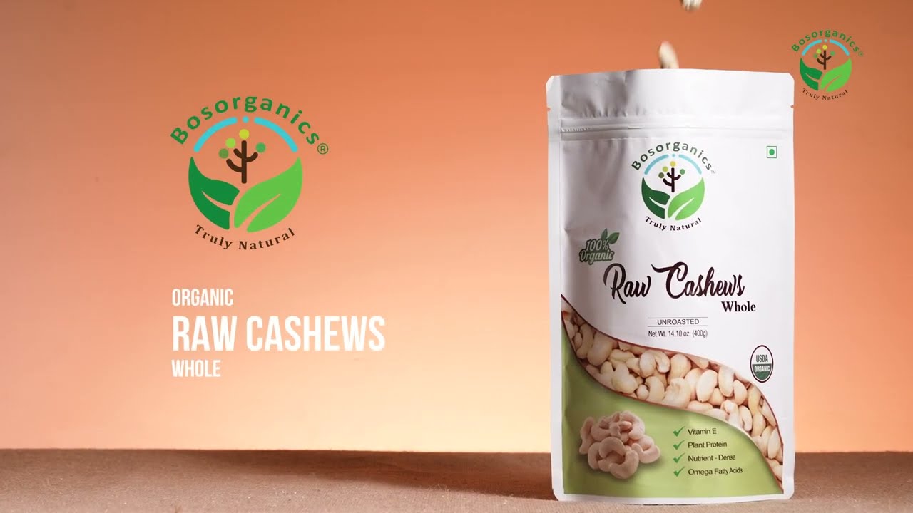 Bosorganics Organic Raw Whole Cashew Nuts - Dry Fruits and Nuts