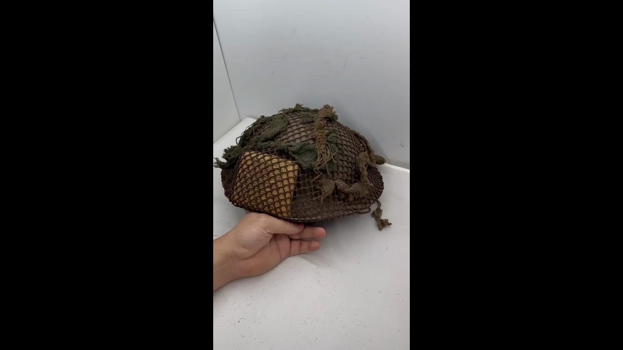 Stunning Original WW2 British Army Helmet with Scrim Camouflaged Netting - The Militaria Shop