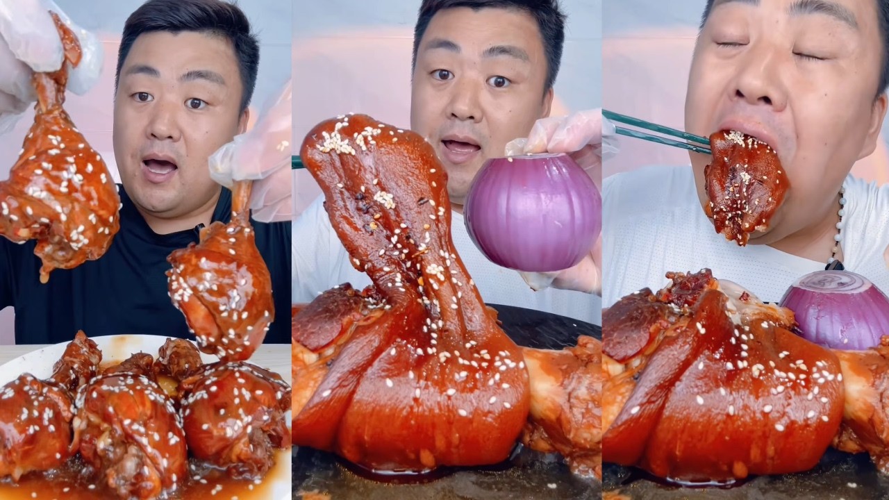 ASMR】【MUKBANG】Brother Xiaofeng Immerses Himself in Giant Pork Knuckle & Juicy Chicken Drumsticks