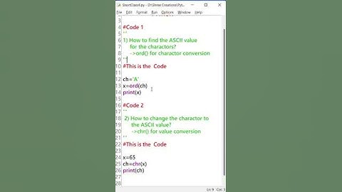 How to convert the Character to Number - Number to Character in Python? #shorts