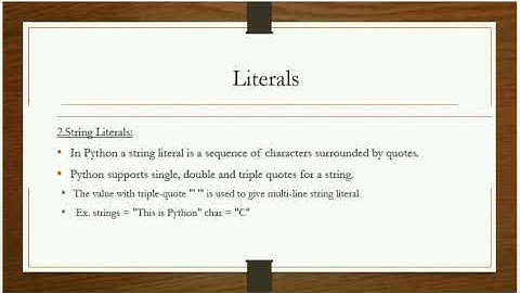 Literals in python/Numeric/string/Boolean/Tamil