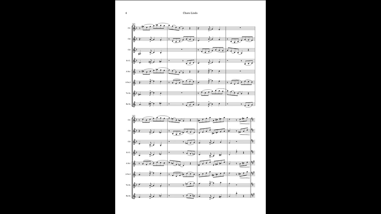 Combined Clarinet/Saxophone Octet "Choro Lindo" from Four Brazilian Dances