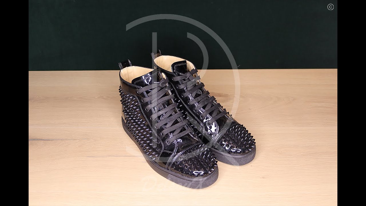 Christian Louboutin Louis Spikes Orlato Flat 'Black Patent Leather' (42) 🕺🏼