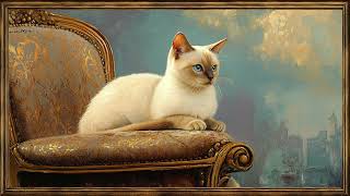 Purring Through Time | Vintage Cat Paintings & Soft Music | 4K Gold Frame TV Screensaver | 12 Hrs screenshot 4