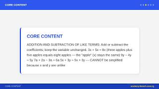 JSS 1 Mathematics - Lesson 23 - Basic Arithmetic Operations Involving Algebraic Terms | Nigerian Cur screenshot 4