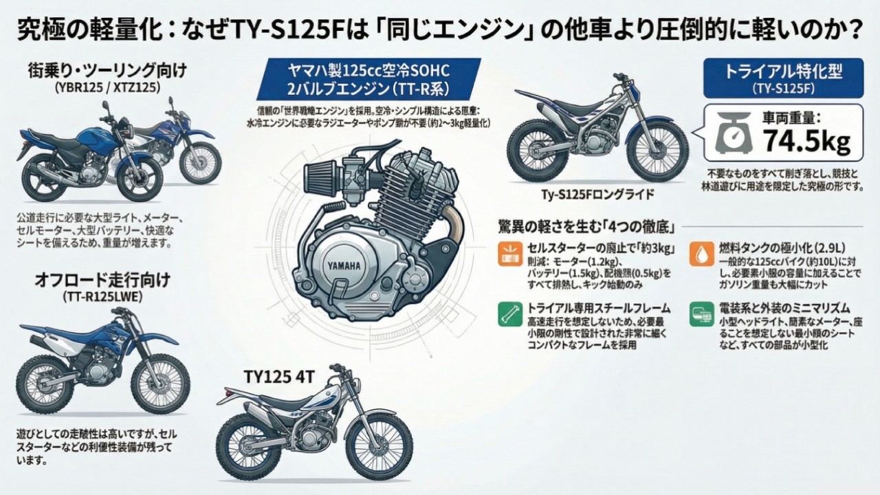 異常な軽さ74.5kg】なぜスコルパ TY-S125Fは同世代の極限まで無駄を
