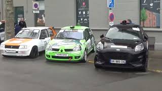 Rally cars in Merville for Rallye des Routes du Nord (raw footage)