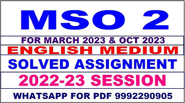 mso 2 solved assignment 2022-23 in english | mso 002 solved assignment 2022-23 | mso 002 2023