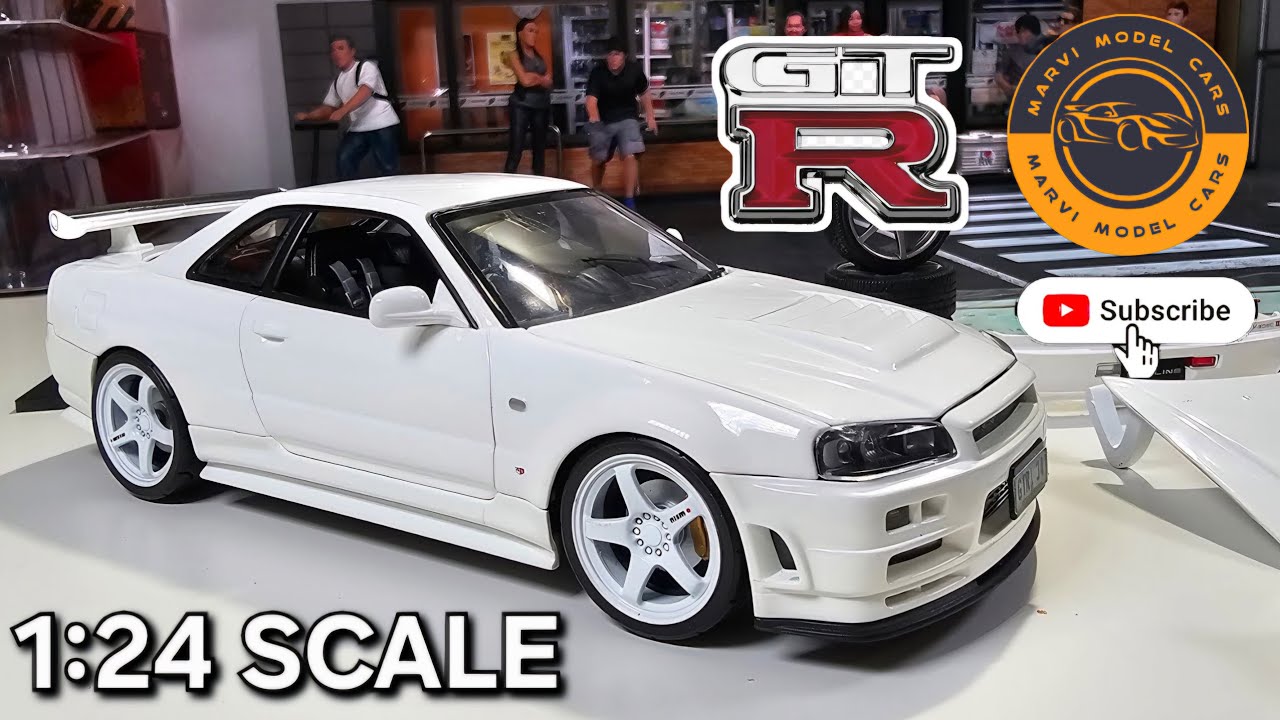 1/24 ホットワークス スカイライン GT-R BNR34 Z-tune GTR Nissan Skyline R34 White 1:24 scale by Hotworks EP.150