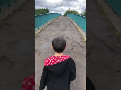 Walking across overpass