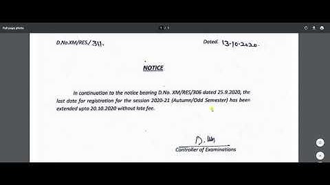 AMU EXTENDED REGISTRATION FORM OF AUTUMN/ODD SEMESTER 2020-21