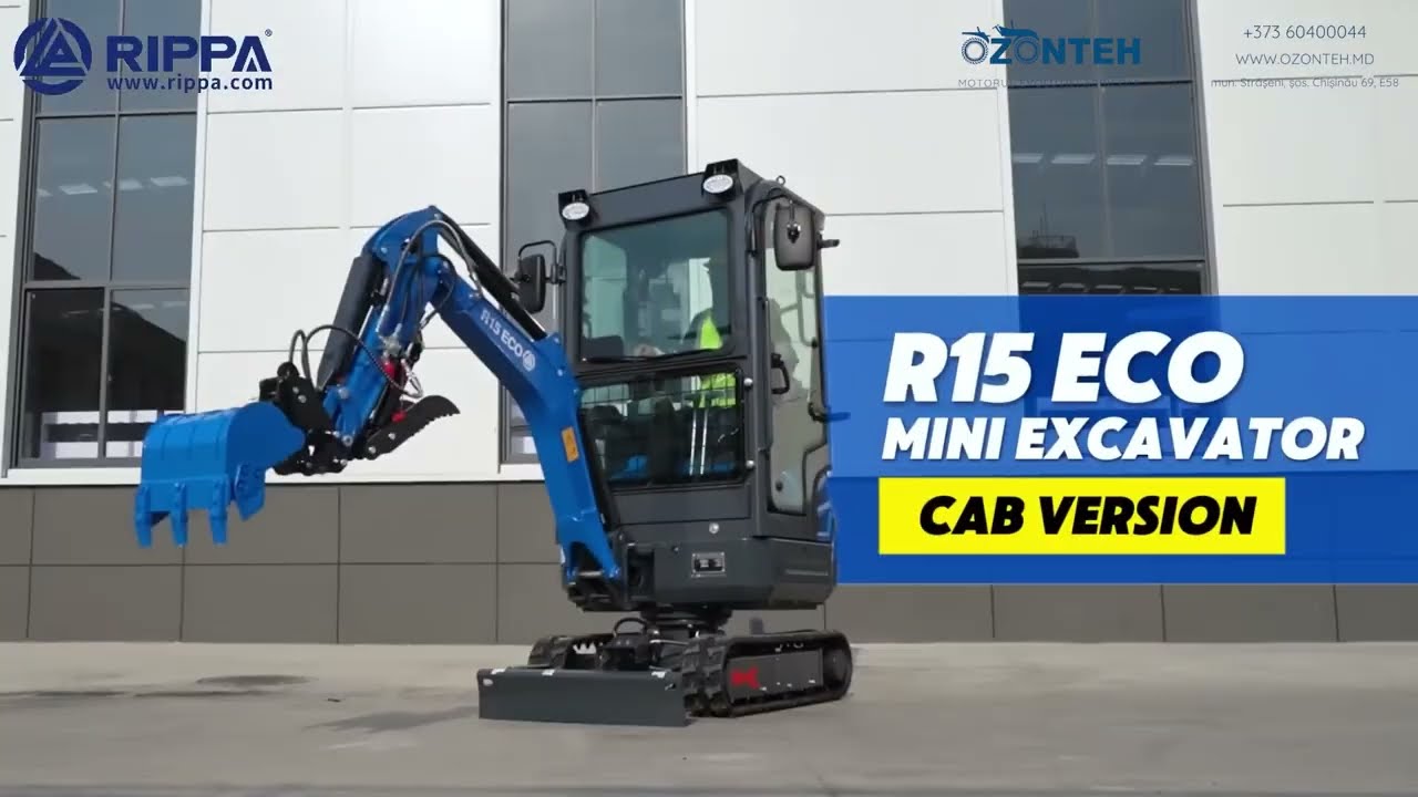 Обзор RIPPA R15 Cab: компактный мини-экскаватор с двигателем Kubota
