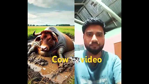 Fat cow🐄 stuck in mud. the amazing series. #humanity #cow #cowlover#shortsfeed#animals #rescue #ai