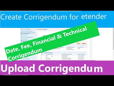 How to Create Corrigendum in etender | Upload date time tech final cancel corrigendum