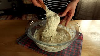 Water, flour and green onions - soft and tasty bread without kneading