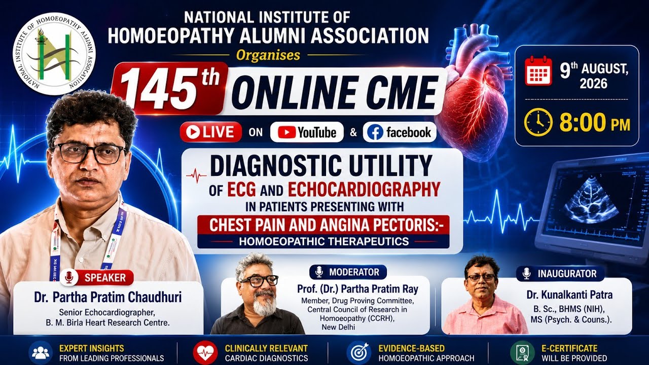 Ep. 145 | Online CME Sessions | Diagnostic Utility of ECG and Echo in Angina: Homoeo. Therapeutics