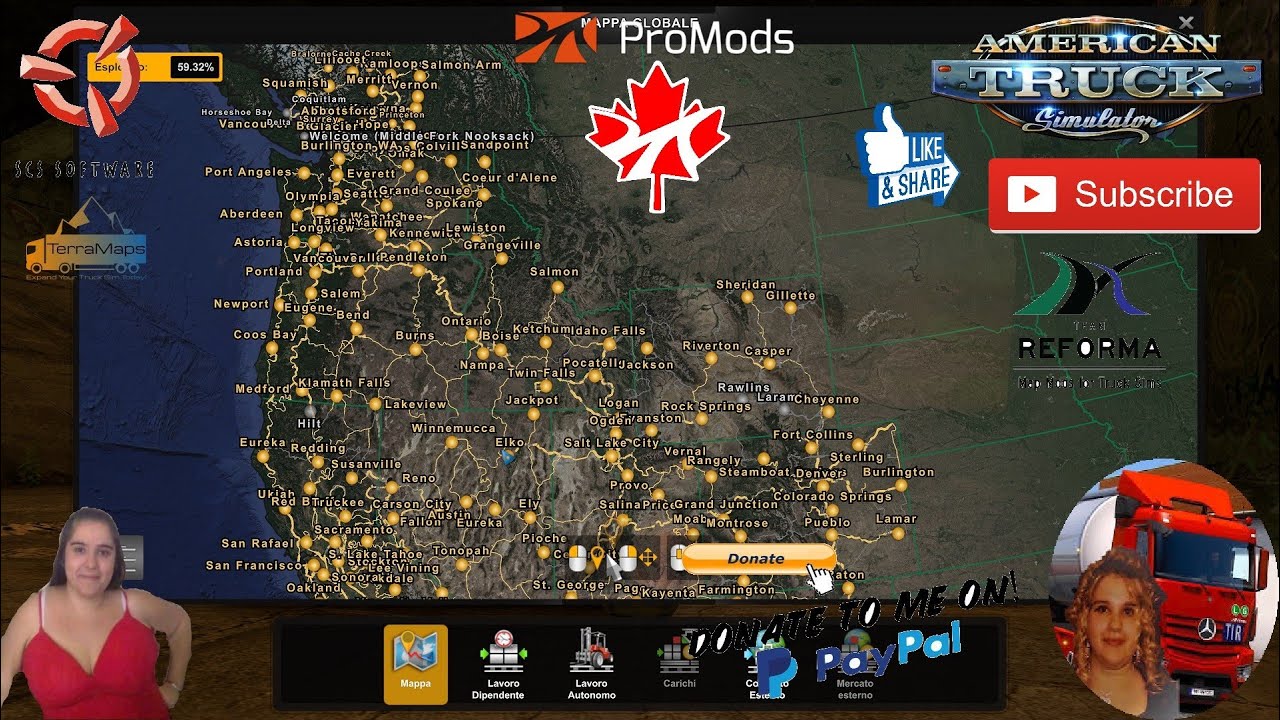 American Truck Simulator (1.43) Promods map v1.1.1 Mega Combo map + DLC ...