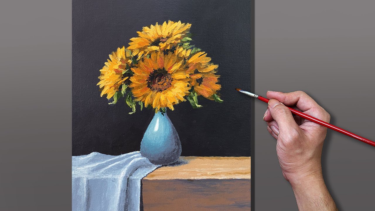 Acrylic Painting Sunflower Still Life - YouTube