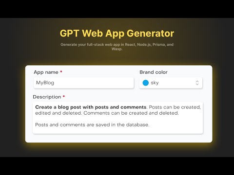GPT Web App Generator for React & Node.js | Powered by Wasp