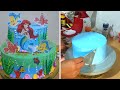 PASTEL DE LA SIRENITA |PASTEL DE LITTLE MERMAID| como decorar una torta de la sirenita con chantilly