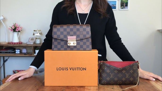 Louis Vuitton Damier Ebene Magnolia Pink Croisette Chain Wallet Bag
