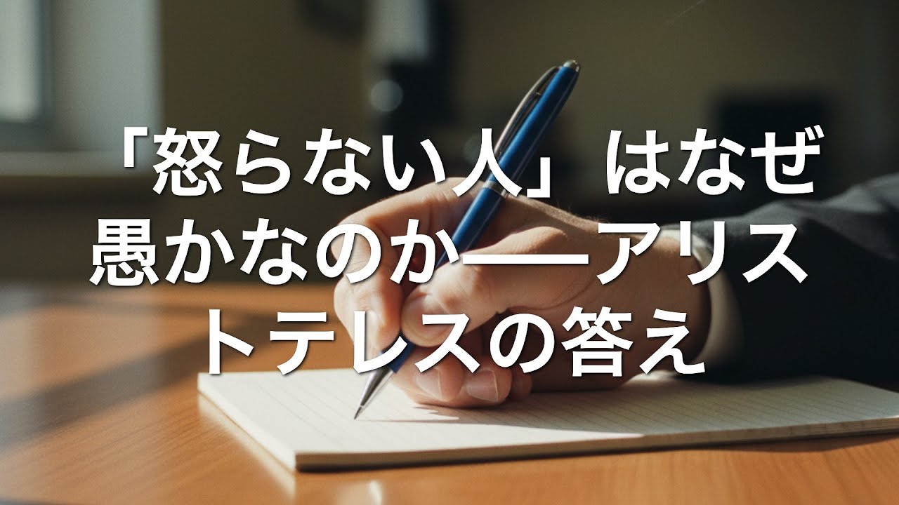 【哲学入門】「怒らない人」はなぜ愚かなのか—アリストテレスの答え【アリストテレス2300年前の智慧】
