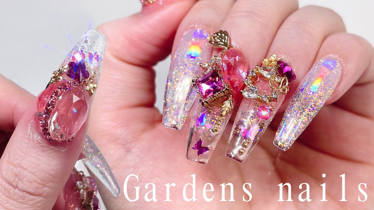 Весеннее солнышко! цветочный ноготь 🌸  Стеклянный нейл-арт / наращивание ногтей