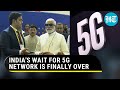 Pm modi launches 5g service in 13 cities of india gets demo from mukesh  akash ambani  watch