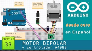 Arduino desde cero en Español - Capítulo 33 - Paso a paso bipolar y A4988 controlador (driver)