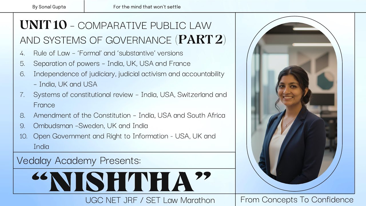 Unit 10 COMPARATIVE PUBLIC LAW - UGC NET Marathon Lecture Part 2 | Nishtha Series | Vedalay Academy