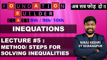 Lecture #5 | Inequations/ Inequalities | Method/ Steps for Solving Inequalities | Niraj Keshri